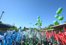 Primo Maggio, manifestazione nazionale di Cgil, Cisl, Uil a Marghera